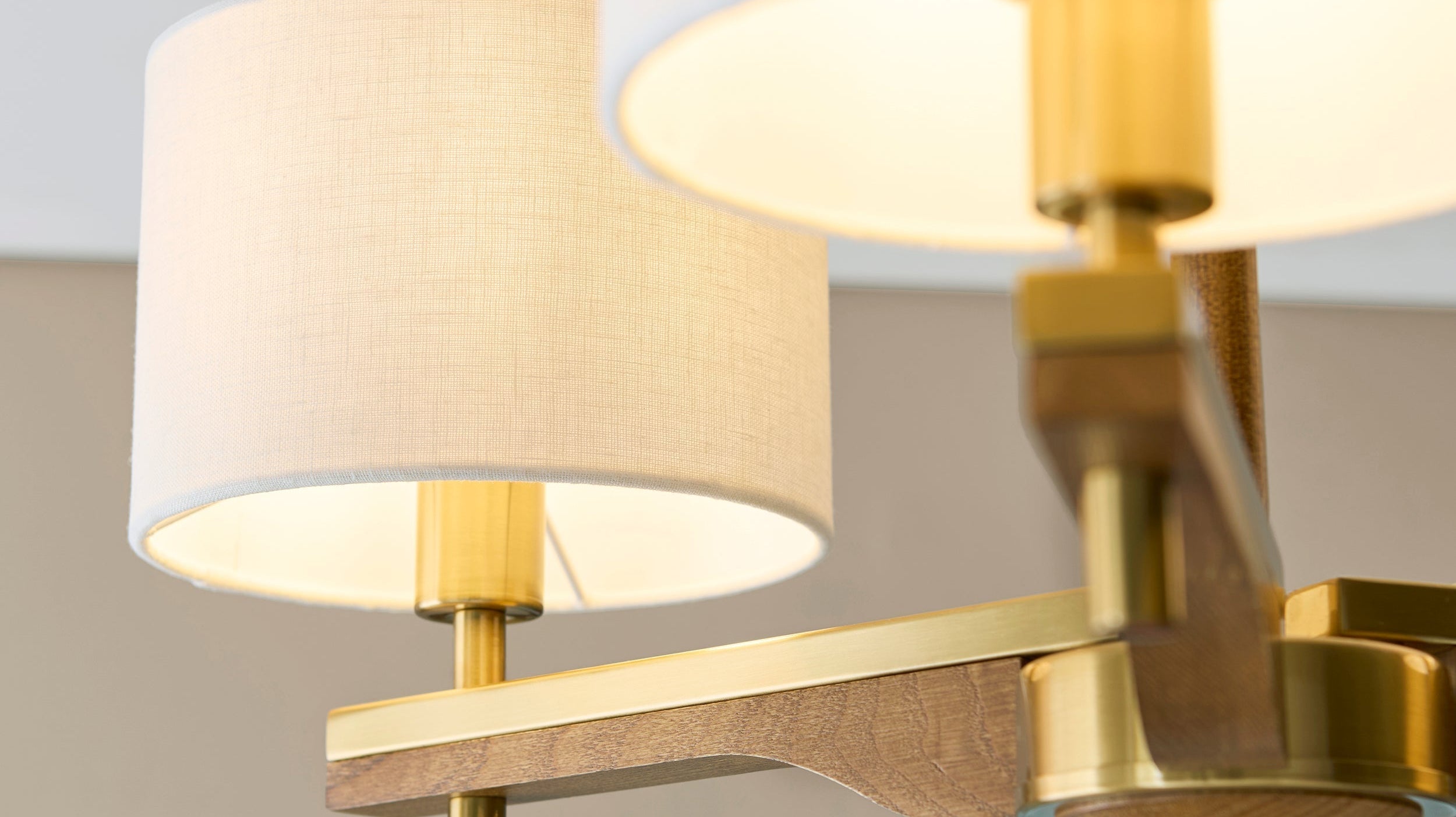 Heathcliff Lighting Collection – Brushed Brass & Ash Wood
