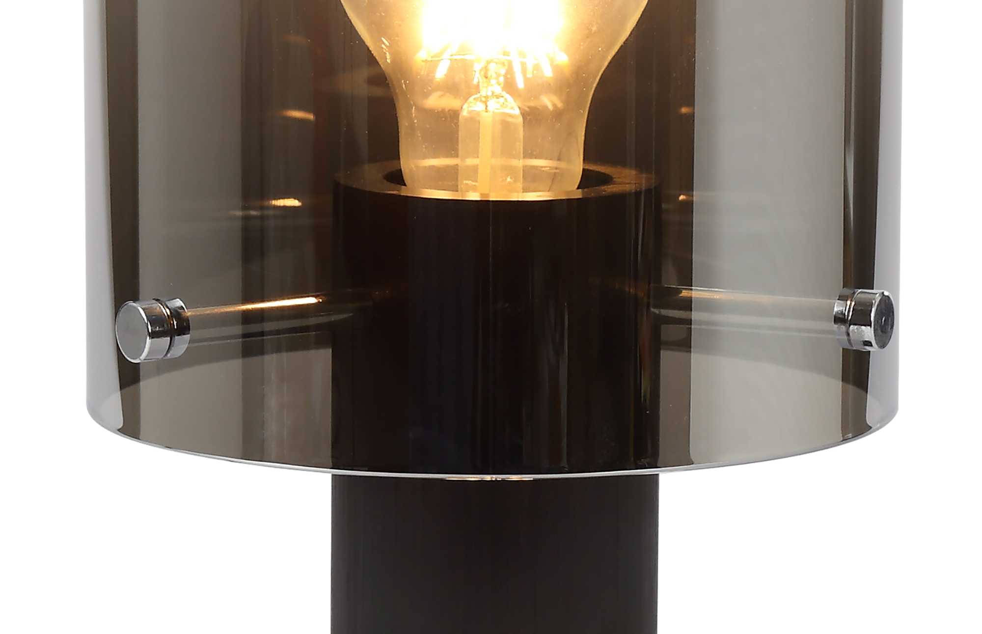 Lois Black & Chrome Smoked Glass Table Lamp