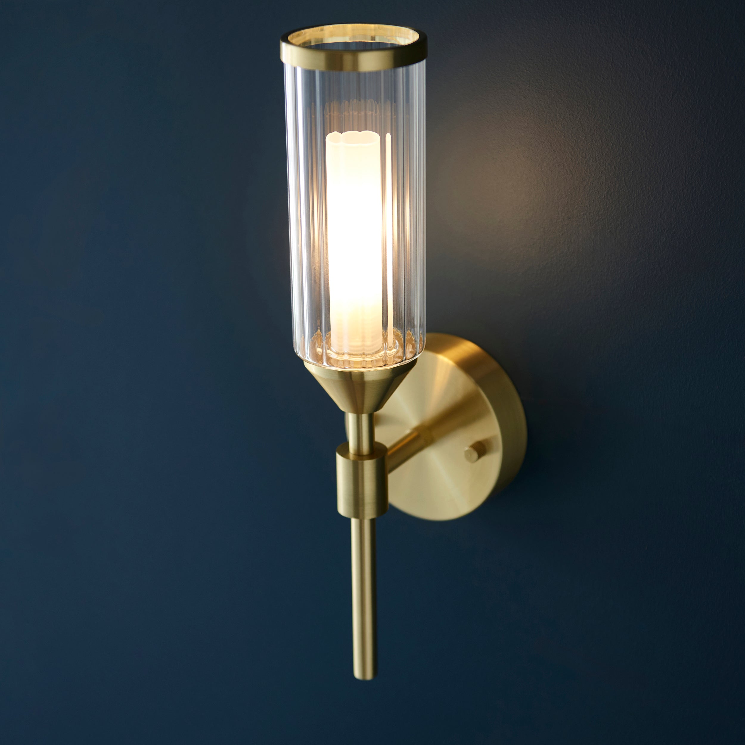 Lightologist Satin brass plate with clear & frosted glass Metal Wall Light