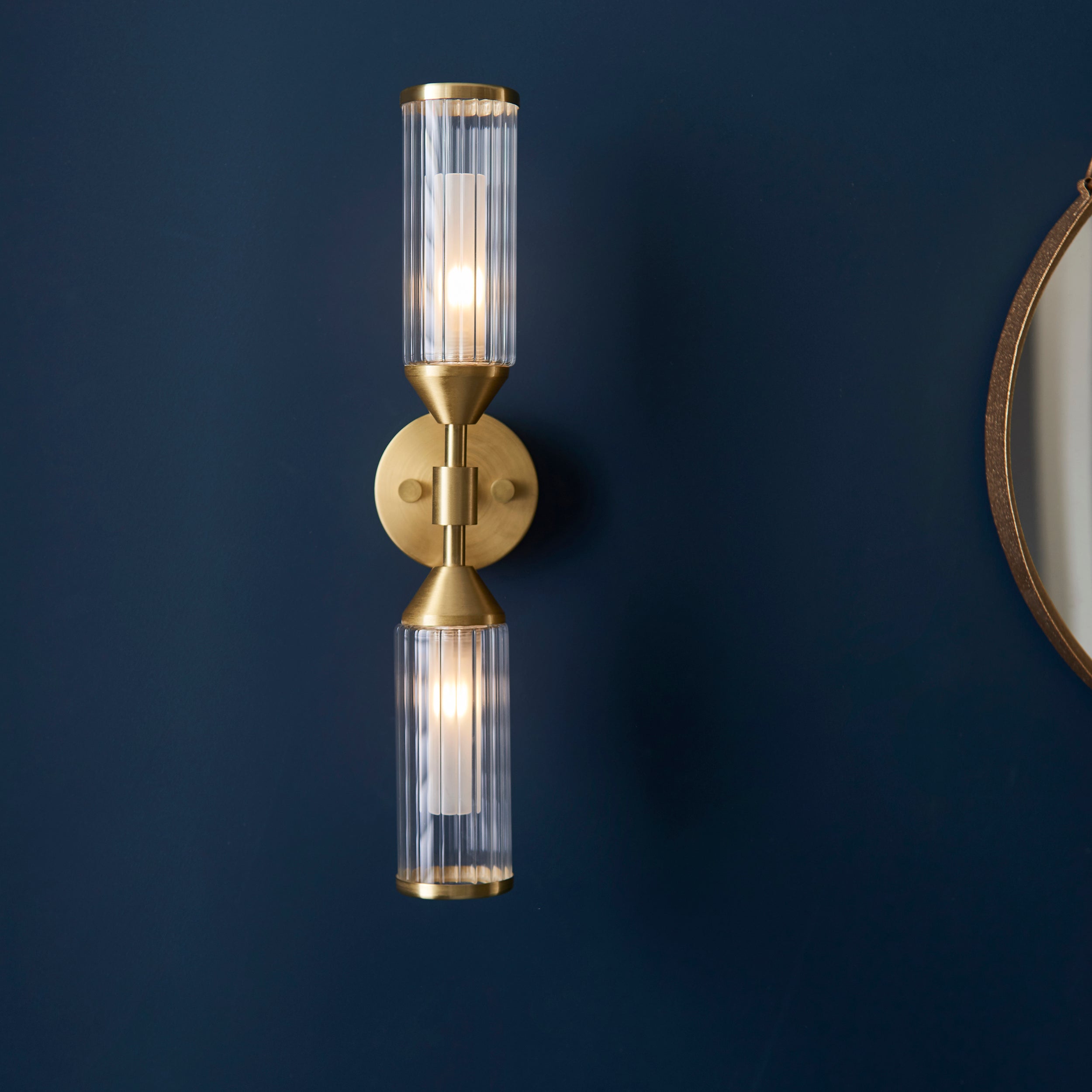 Lightologist Satin brass plate with clear & frosted glass Metal Wall Light