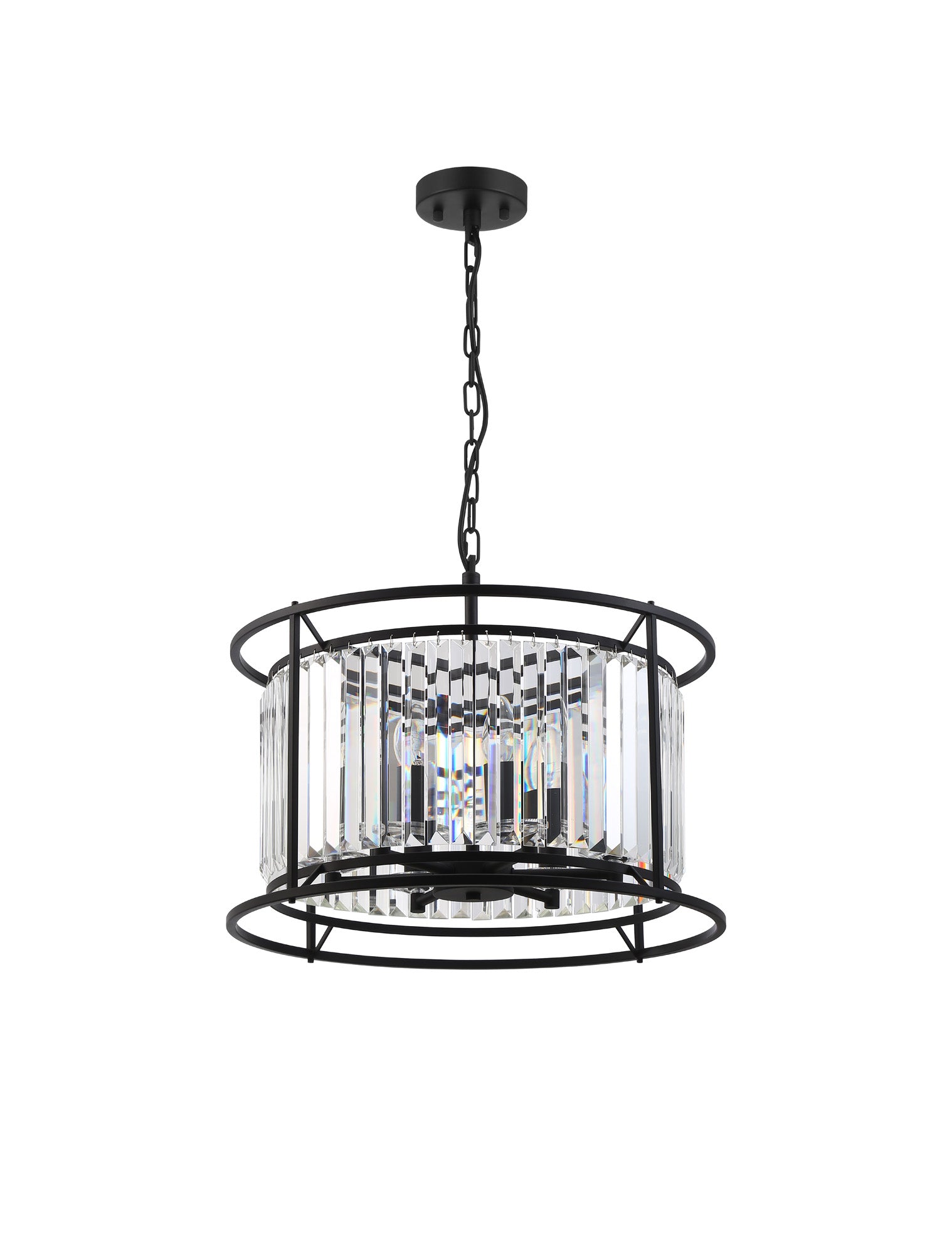 Lightologist Balmoral Pendant / Semi-flush Convertible Ceiling light Satin Black / Clear Crystal LO191073