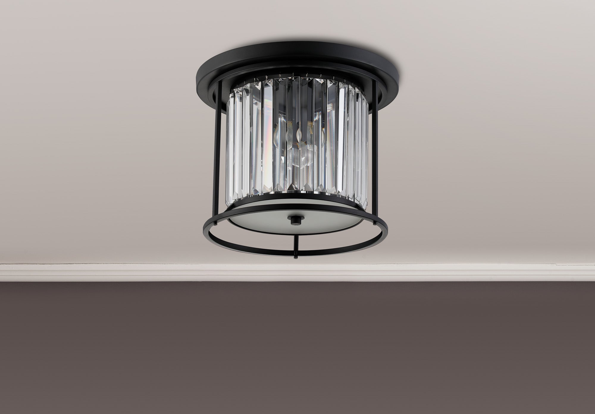 Lightologist Balmoral Flush Ceiling Satin Black / Clear LO191113