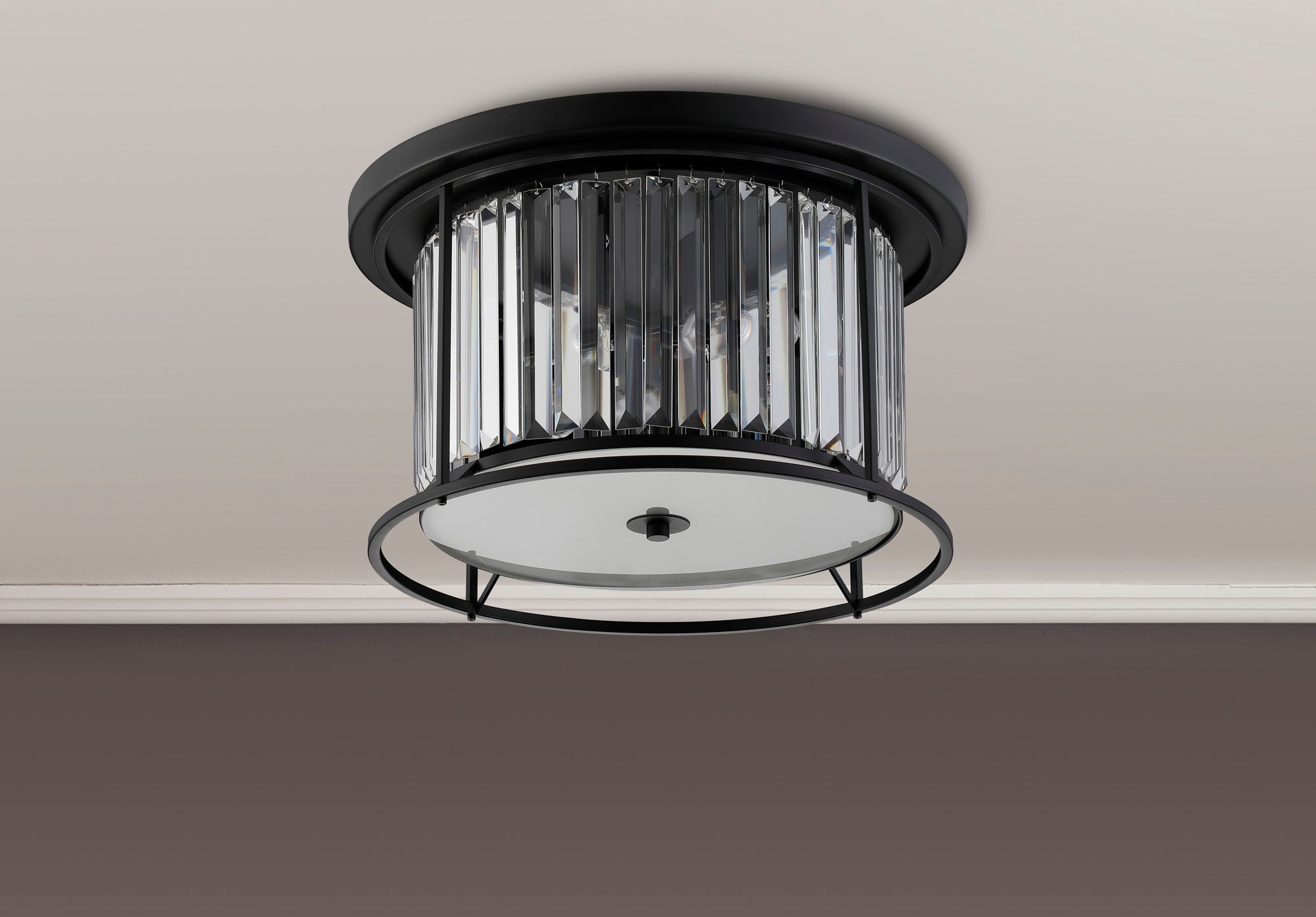 Lightologist Balmoral Flush Ceiling Satin Black / Clear LO191123