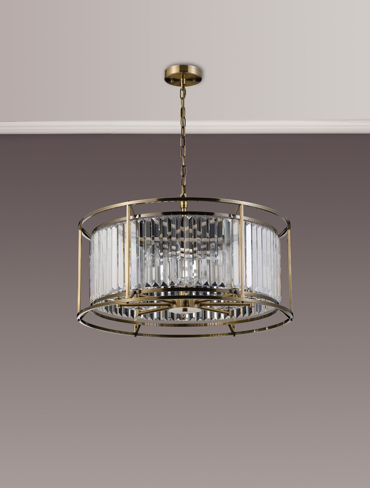 Lightologist Balmoral Pendant Light / Semi-Flush Ceiling Convertible Antique Brass / Clear LO191303