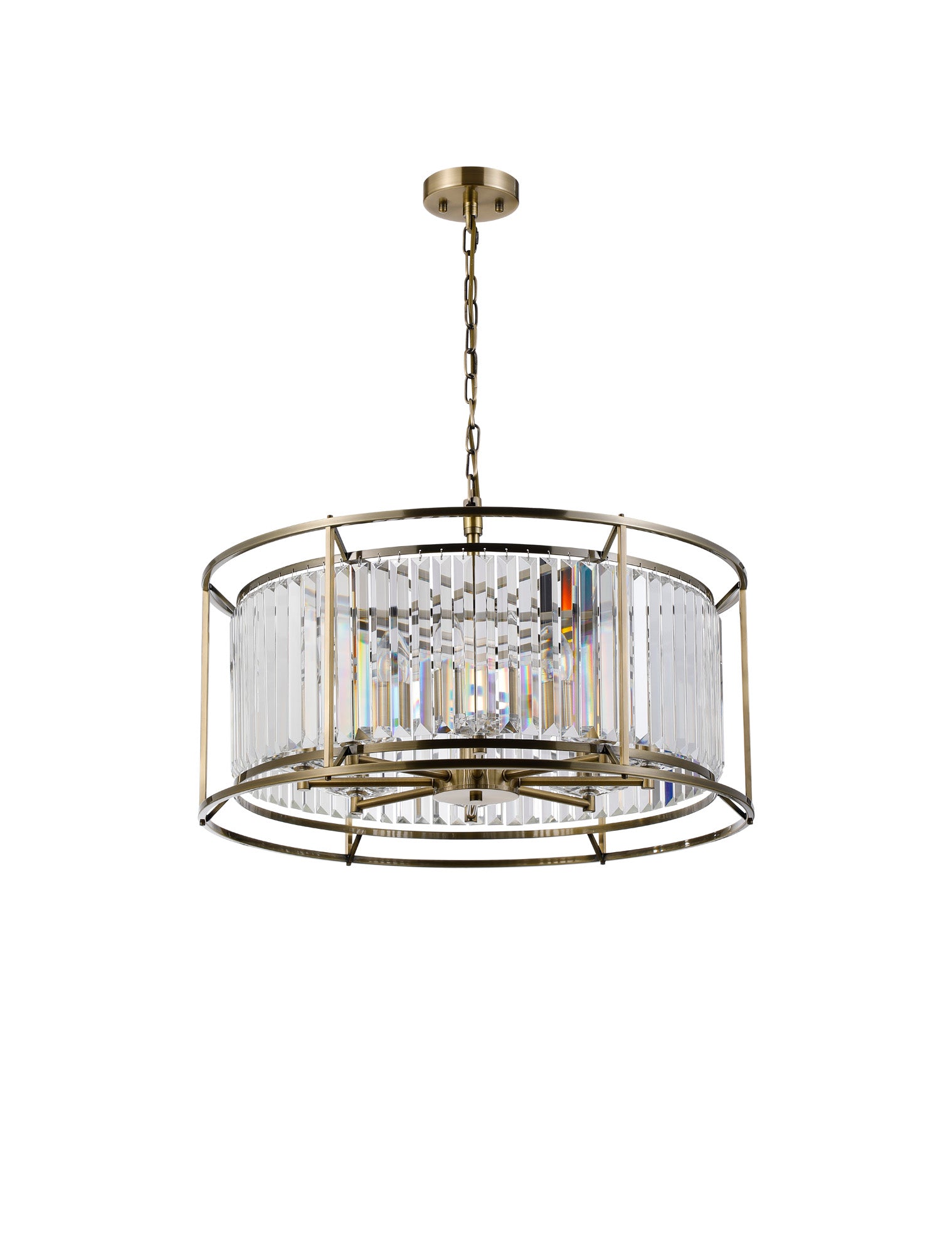 Lightologist Balmoral Pendant Light / Semi-Flush Ceiling Convertible Antique Brass / Clear LO191303