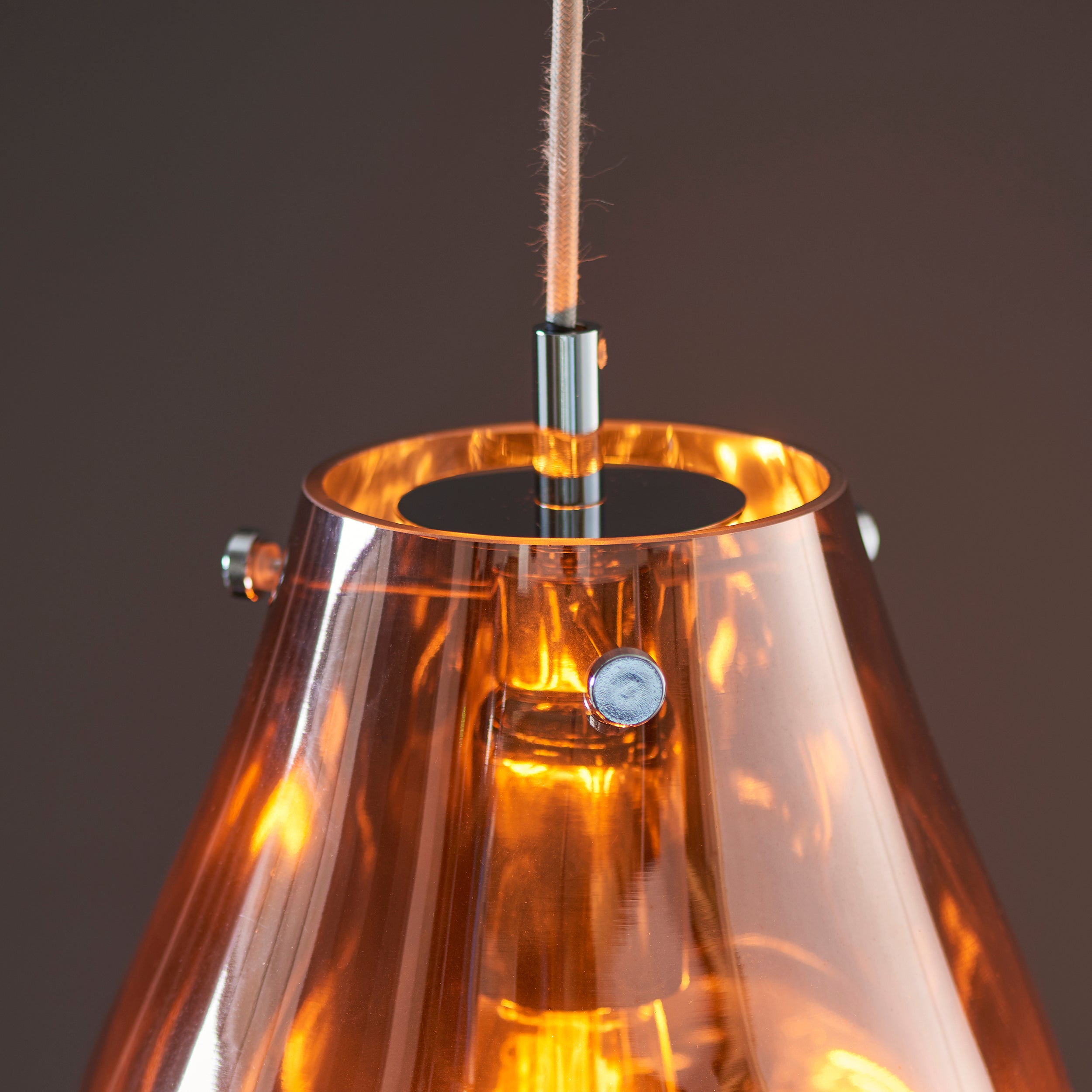 Lightologist Medium Copper metallic glass & chrome plate Single Pendant Light