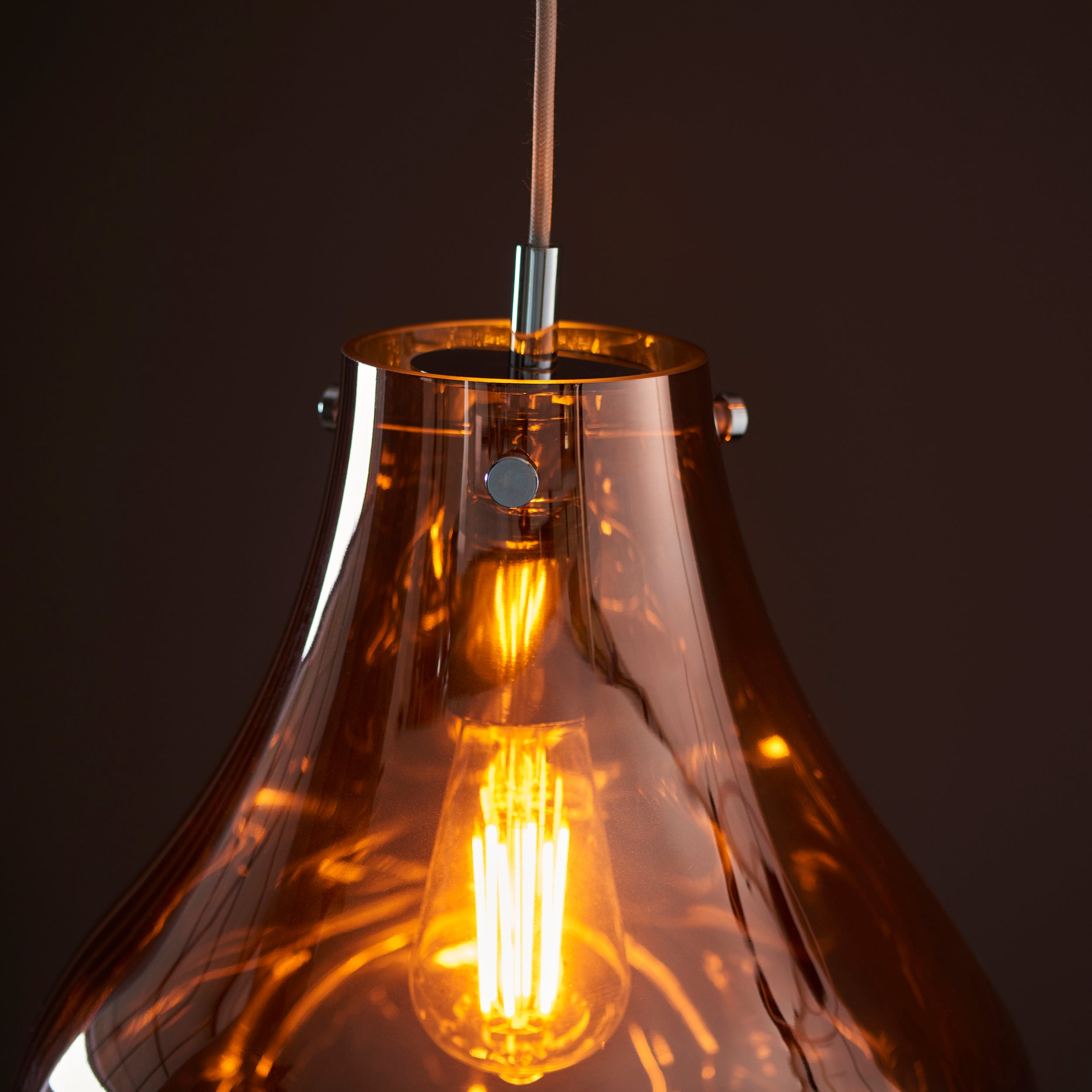 Lightologist Large Copper Blown metallic glass & chrome plate Single Pendant Light