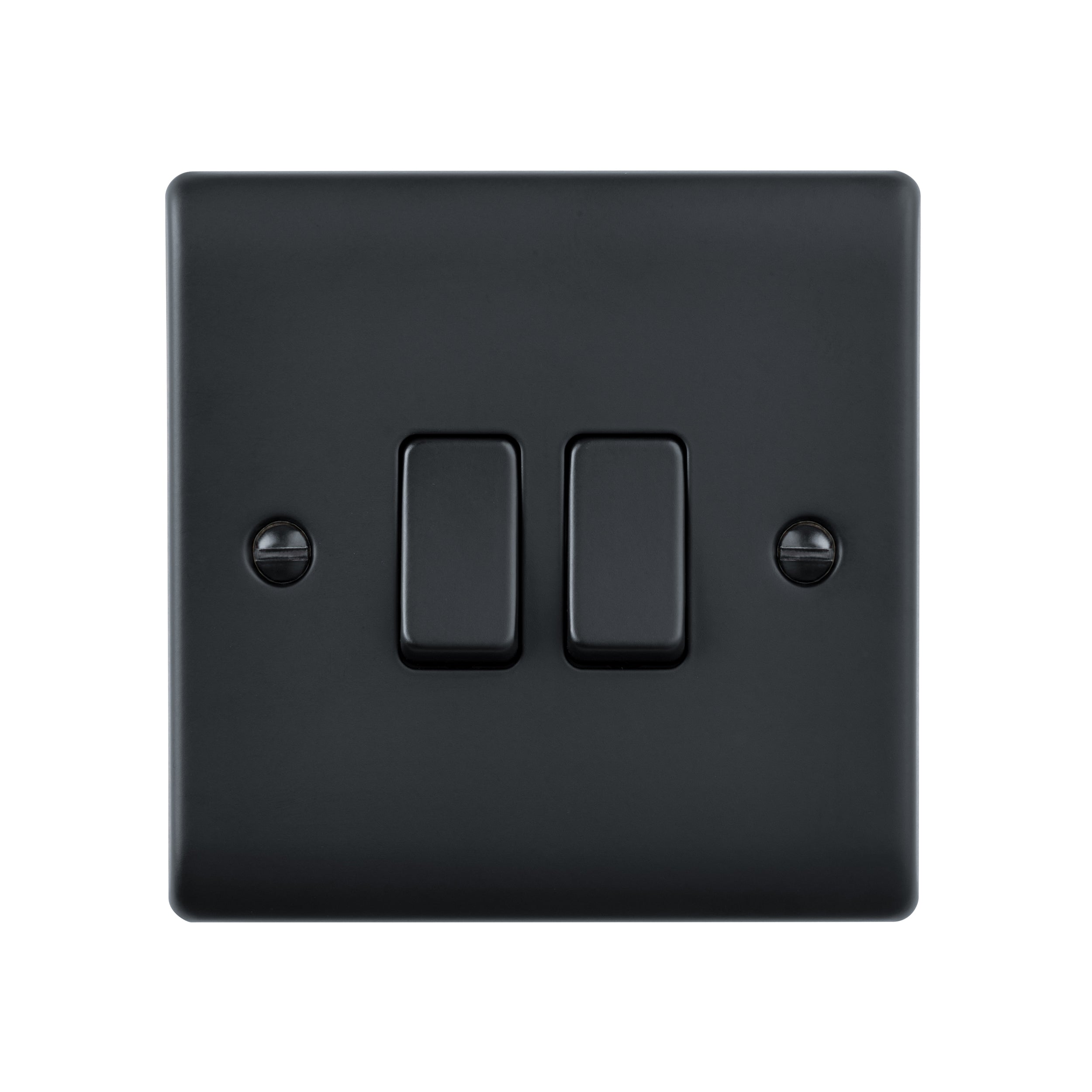 Saxby Raised Screwed 10AX 2G 2-Way Switch - Matt Black RS102BL