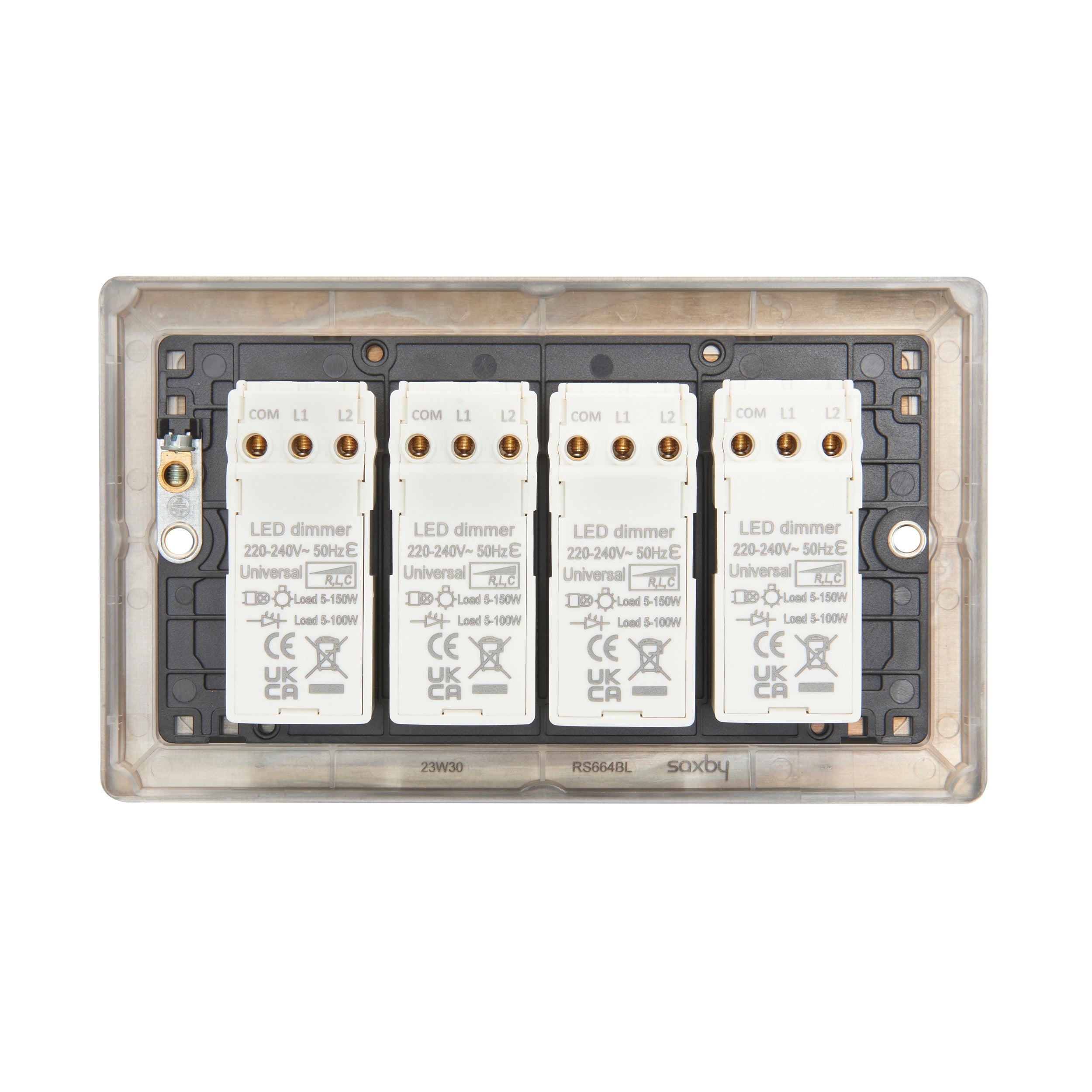 Saxby Raised Screwed 4G LED Dimmer 5-100W - Matt Black RS664BL