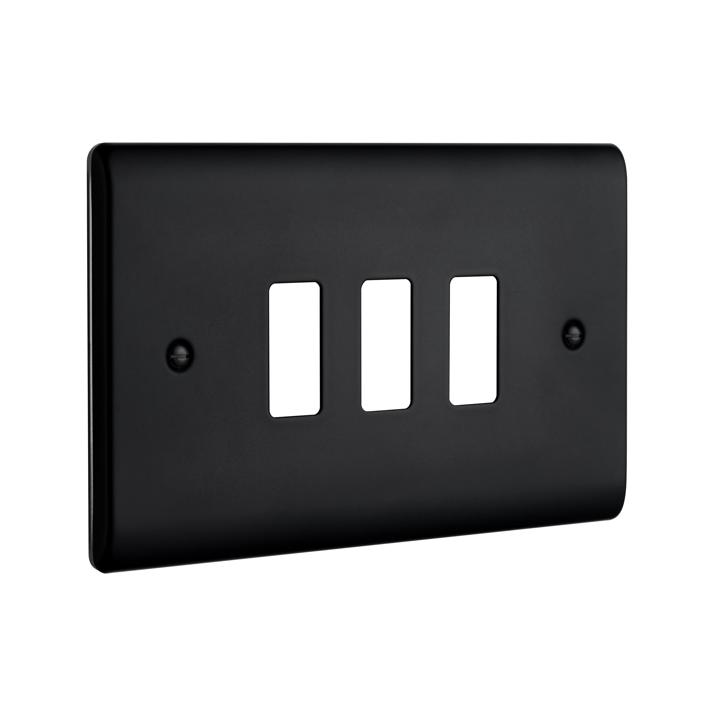 Saxby Raised Screwed 3G Grid Front Plate - Matt Black RSGFP3BL