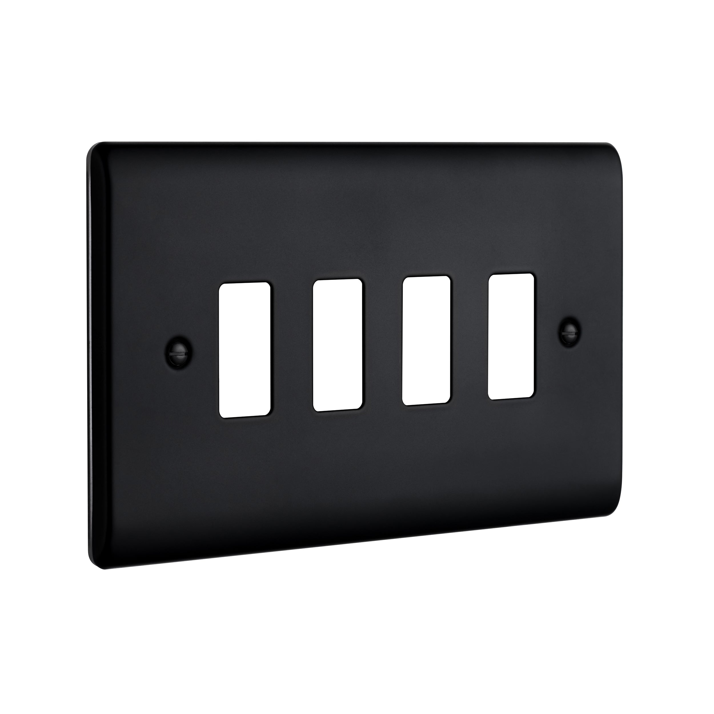 Saxby Raised Screwed 4G Grid Front Plate - Matt Black RSGFP4BL