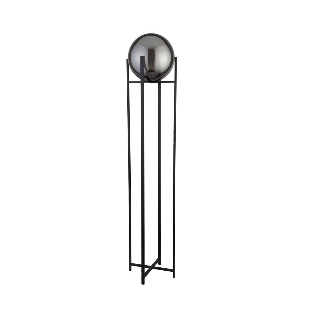 Searchlight Amsterdam - 1Lt Floor Lamp, Smoked Glass, Black 1030-1Sm