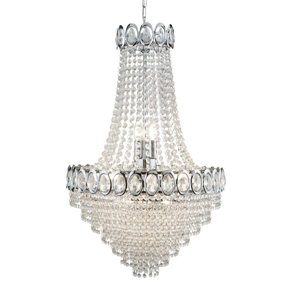 Searchlight Louis Philipe Crystal 11Lt Chrome Chandelier With Clear Glass Beads 1711-11Cc