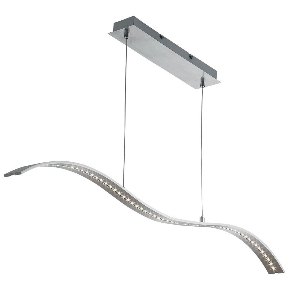 Searchlight Wing Led Bar Lights - Pendant Bar Satin Silver - Wavey 2076Ss
