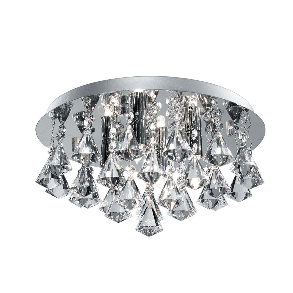 Searchlight Hanna Bathroom Ip44 - 4Lt Crystal Ceiling Flush, Clear Pyramid Crystal Drops, Chrome 2204-4Cc