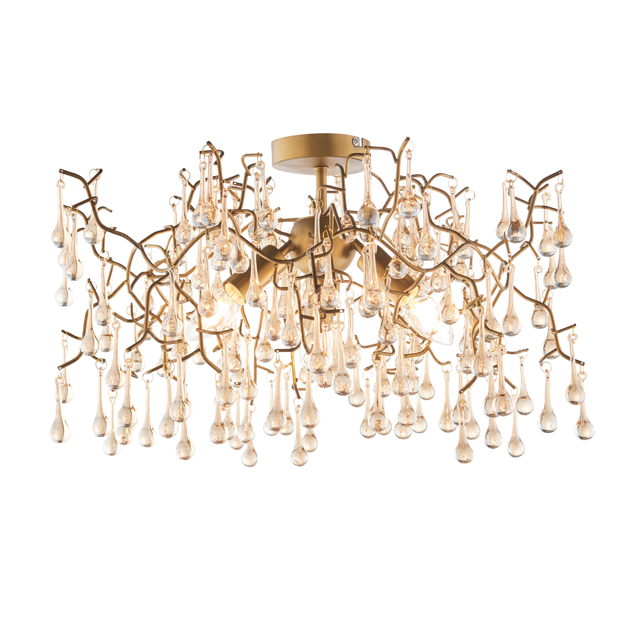 Lightologist Aged gold paint & champagne lustre glass Multi arm lamp Semi flush Light WIN1381696
