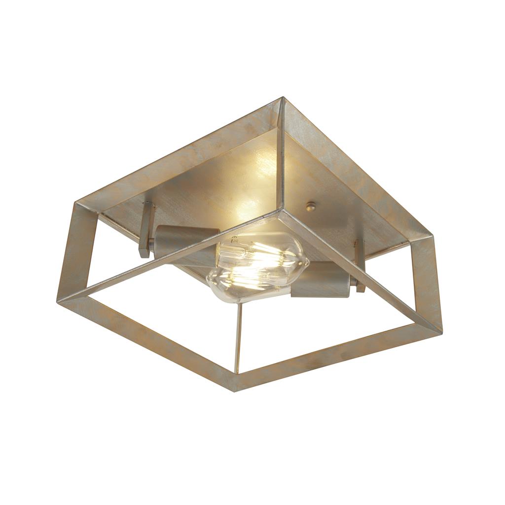 Searchlight Heaton 2Lt Ceiling Light, Brushed Silver Gold Finish 2412-2Si