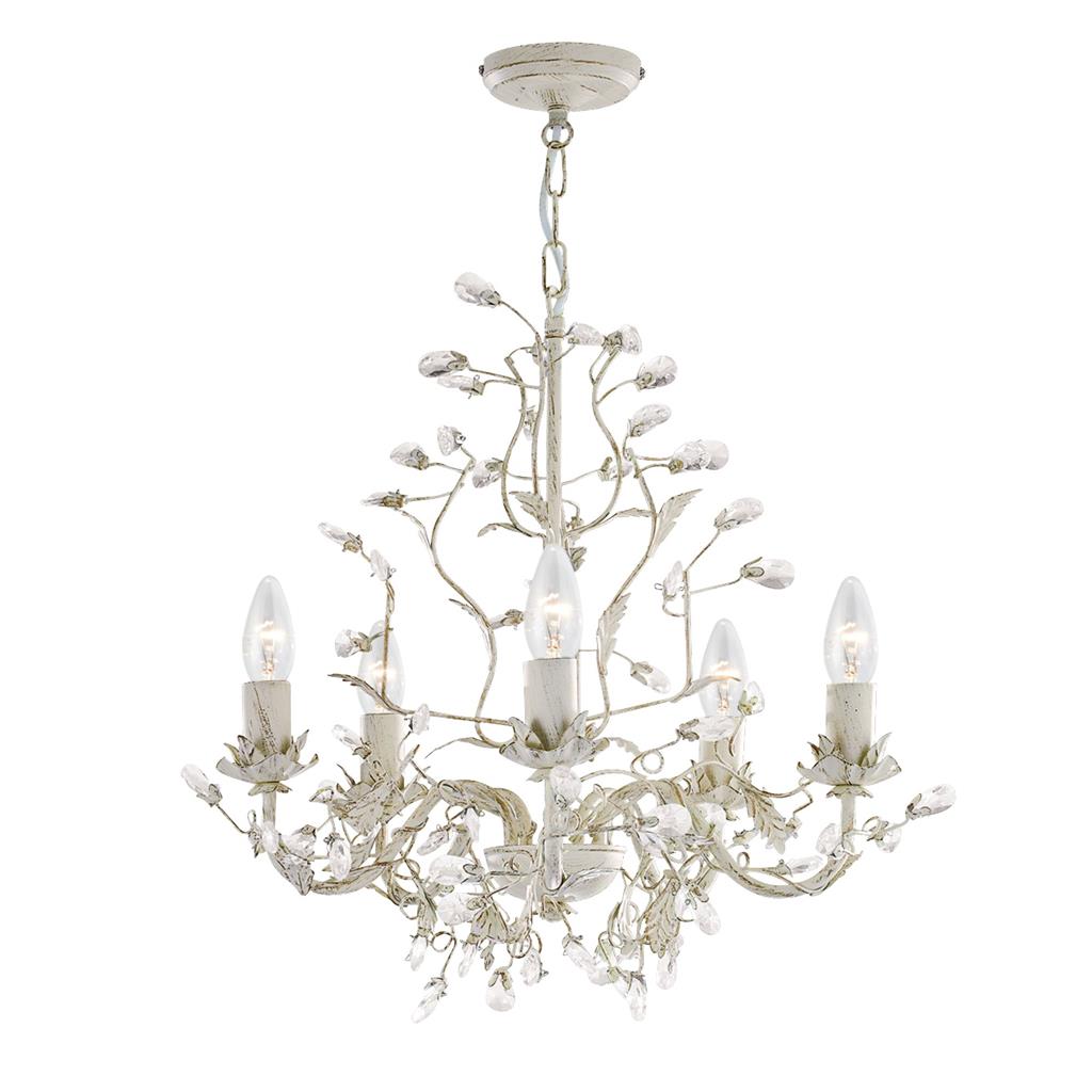 Searchlight Almandite - 5Lt Ceiling, Cream Gold Finish With Leaf Dressing And Clear Crystal Deco 2495-5Cr