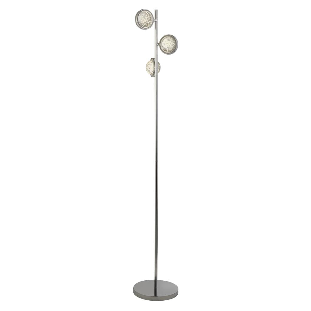 Searchlight Quartz 3Lt Floor Lamp, Bubble Glass With Detailed Rim 28701-3Cc