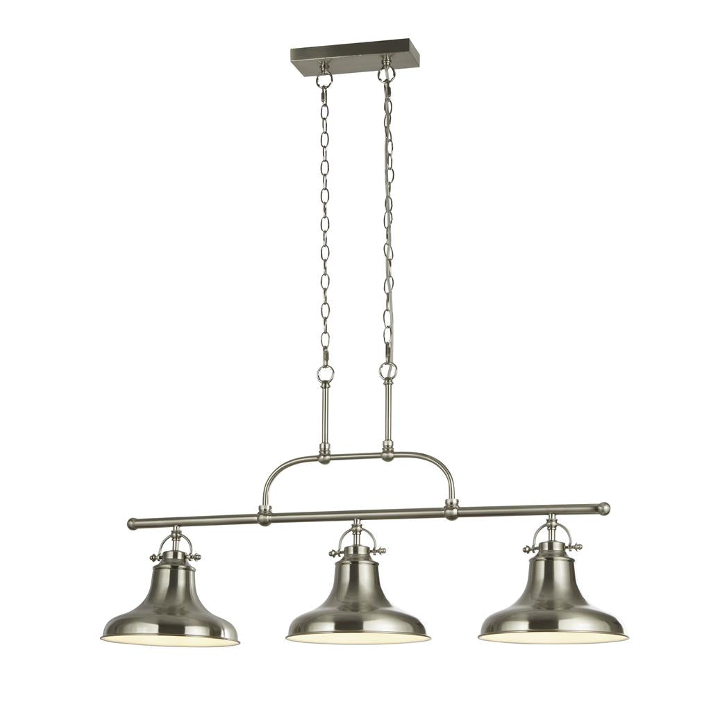 Searchlight Dallas 3Lt Industrial Bar Pendant, Satin Silver 3193-3Ss
