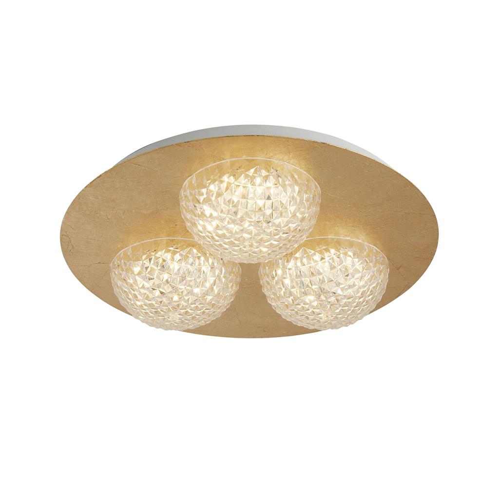 Searchlight Celestia 3Lt Round Led Ceiling Light - Gold Leaf With Clear Acrylic 32511-3Go