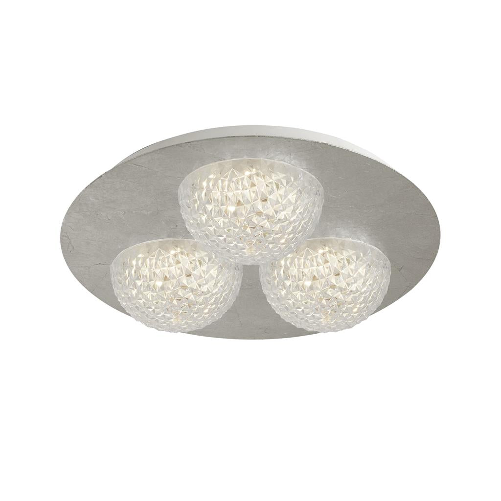 Searchlight Celestia 3Lt Round Led Ceiling Light - Silver Leaf With Clear Acrylic 32511-3Si