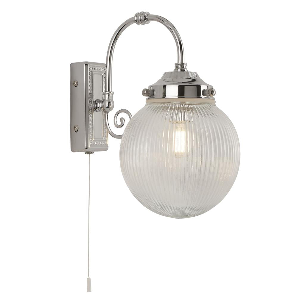 Searchlight Belvue 1Lt Bathroom Ip44 Wall Light, Acid Glass Globe Shade, Chrome 3259Cc