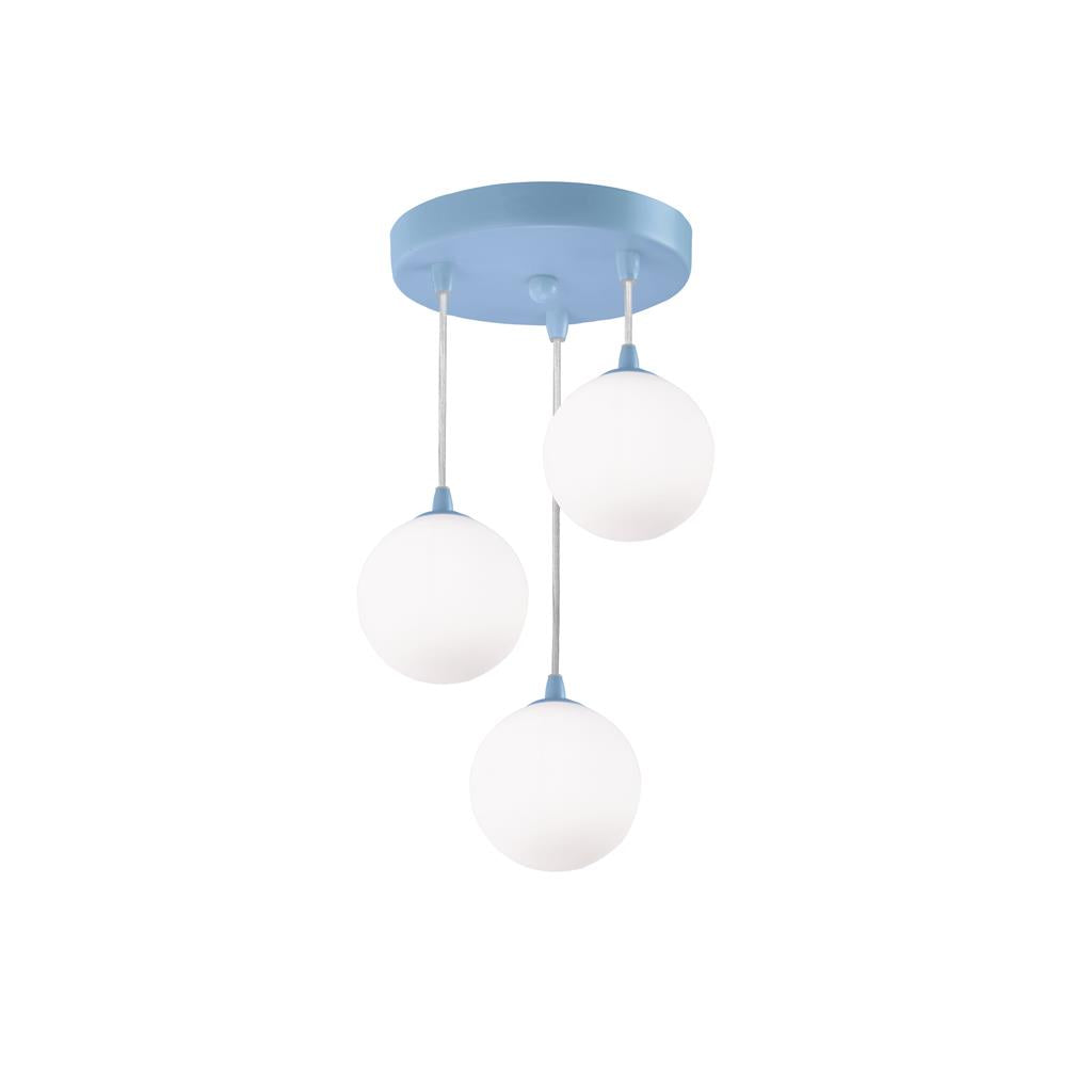 Searchlight Kids 3Lt Pendant, Blue With Opal Glass 3423-3Az