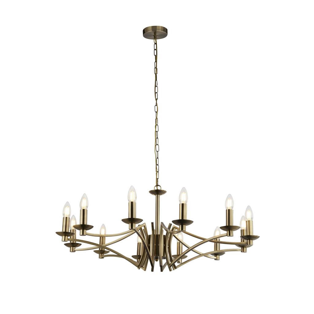 Searchlight Ascot 12Lt Pendant Antique Brass 41312-12Ab