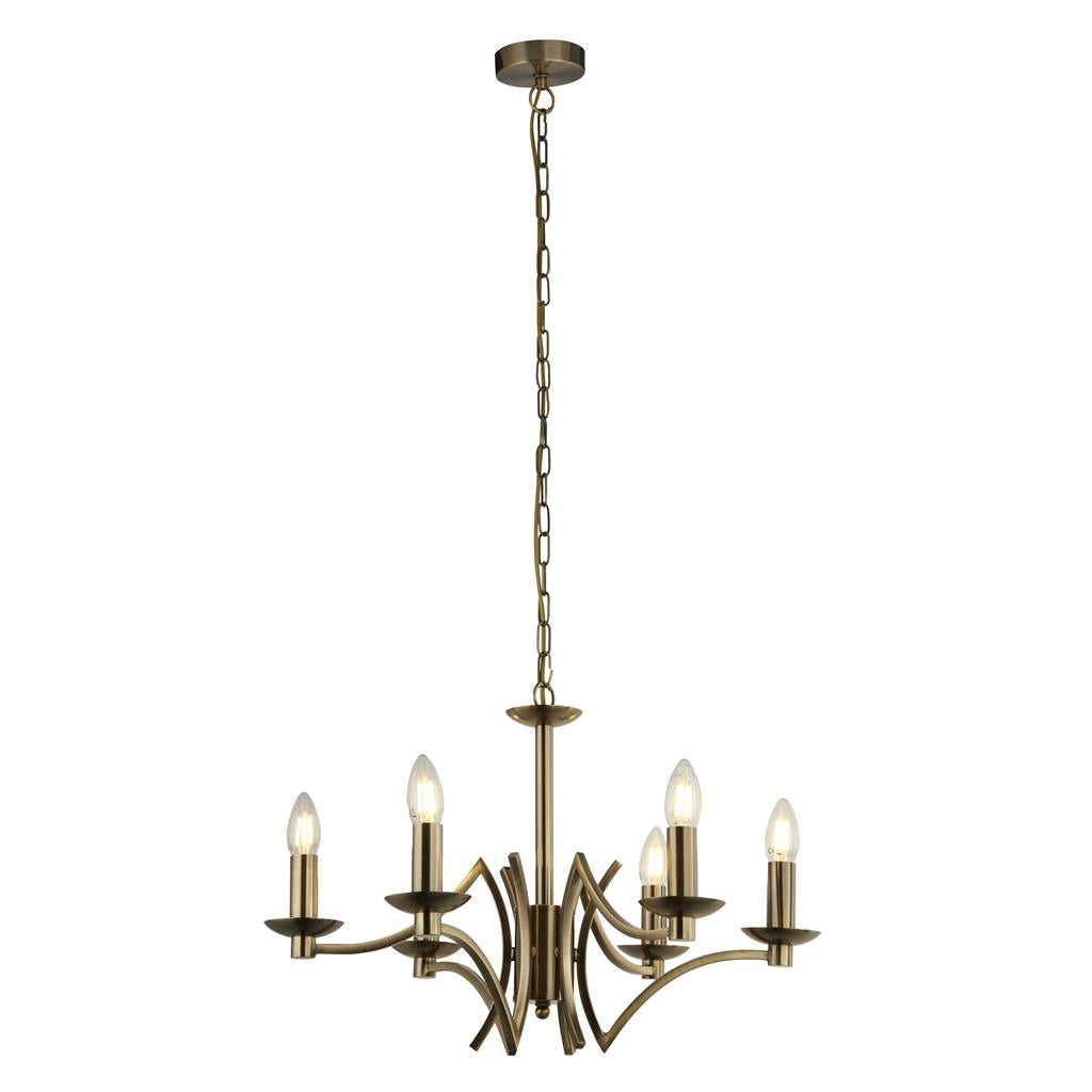 Searchlight Ascot 6Lt Pendant Antique Brass 41312-6Ab