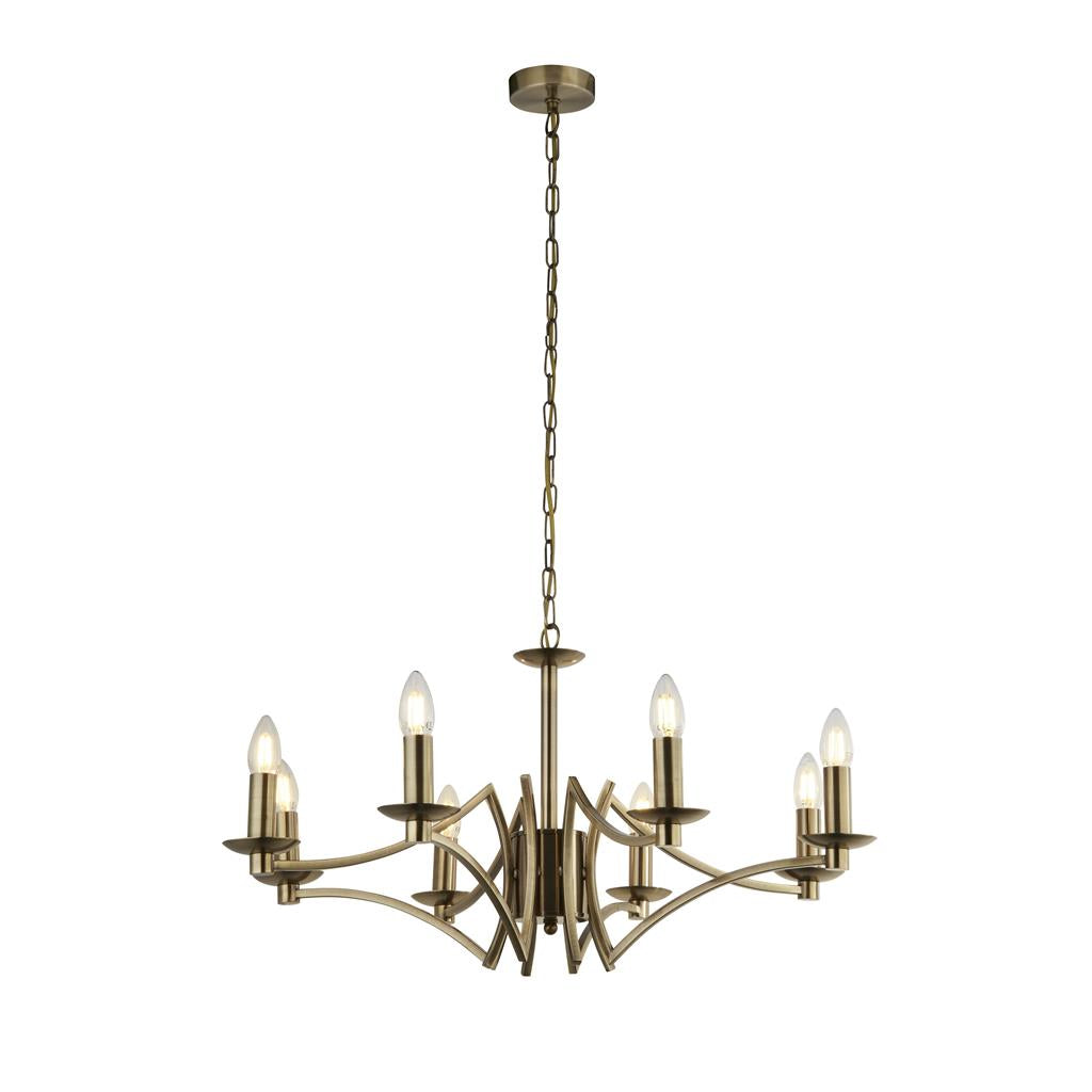 Searchlight Ascot 8Lt Pendant Antique Brass 41312-8Ab
