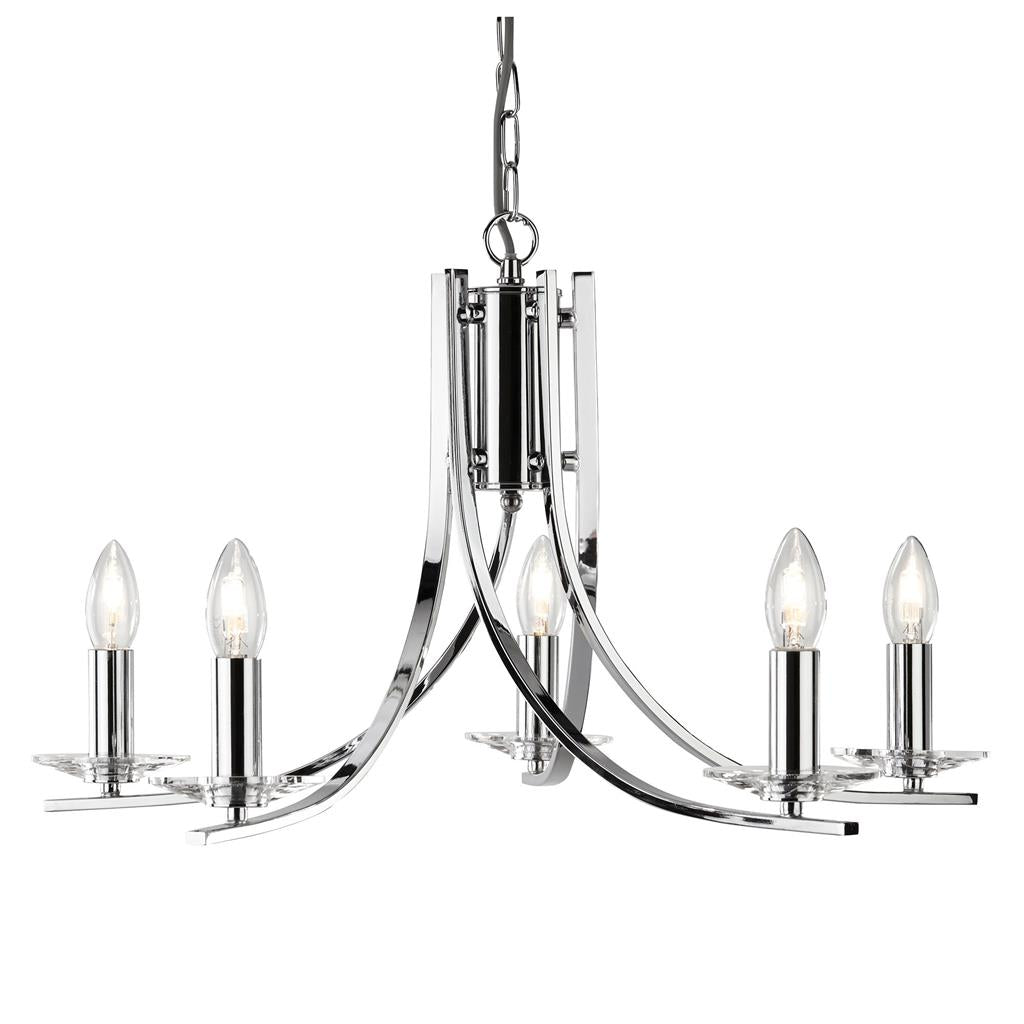 Searchlight Ascona - 5Lt Ceiling, Chrome Twist Frame With Clear Glass Sconces 4165-5Cc