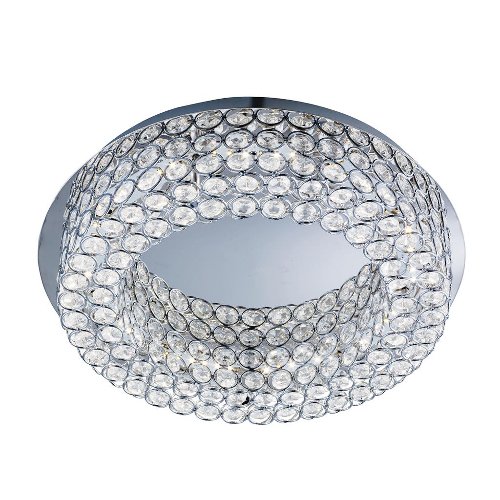 Searchlight Vesta (Dim) Led Ceiling Flush, Chrome, Clear Crystal Buttoms 4291-54Cc