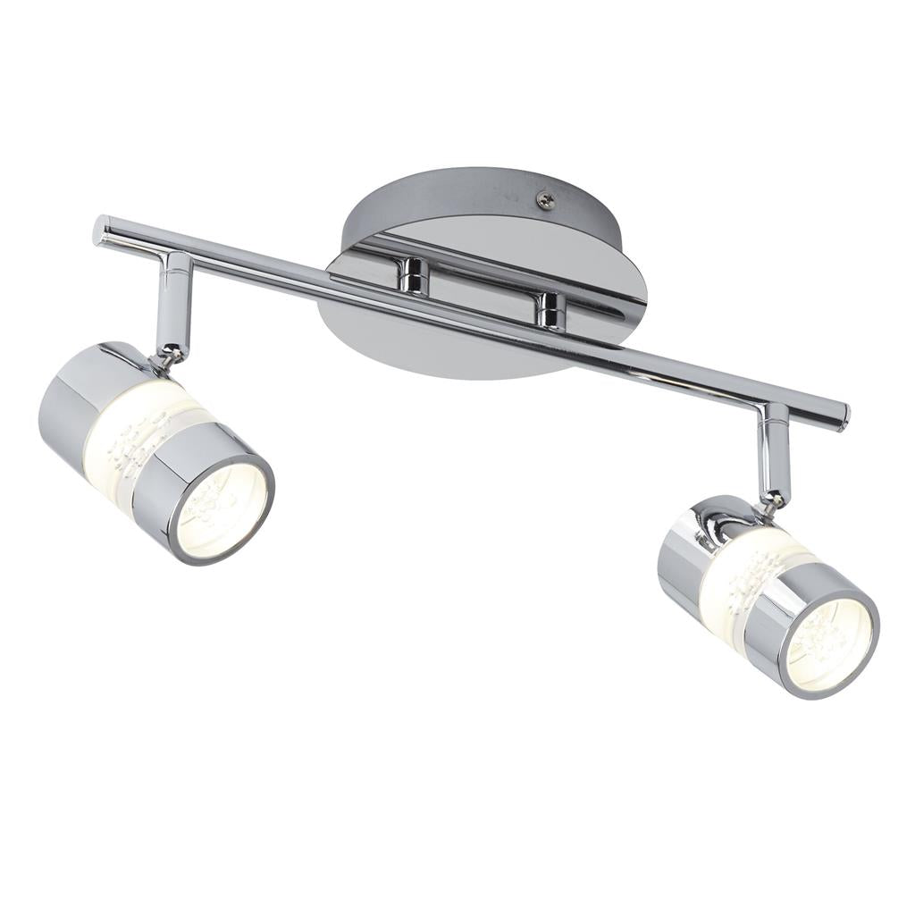 Searchlight Bubbles Effect (Dim) Ip44 Led 2Lt Spot Bar - Chrome & Acrylic Shade 4412Cc