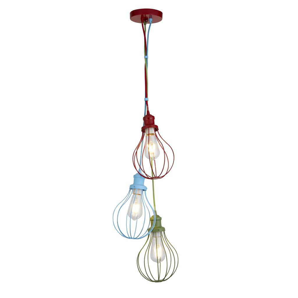 Searchlight Kids 3Lt Multi Drop Balloon Cage Pendant Multi - Colour 4683-3