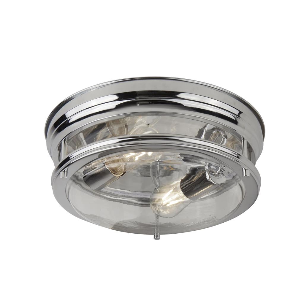Searchlight Glasgow 2Lt Flush Chrome With Clear Glass Ip44 5182Cc