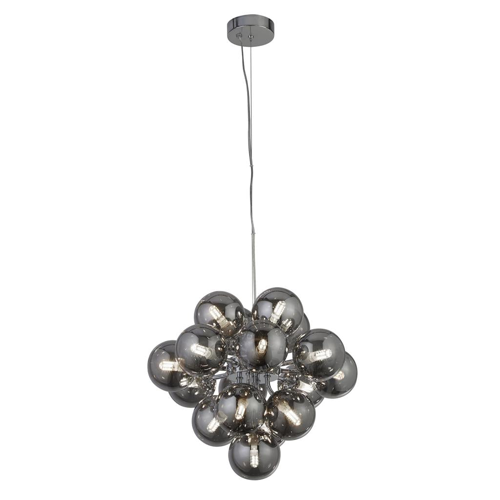 Searchlight Berry 17Lt Pendant, Chrome With Smoked Glass 52131-17Sm