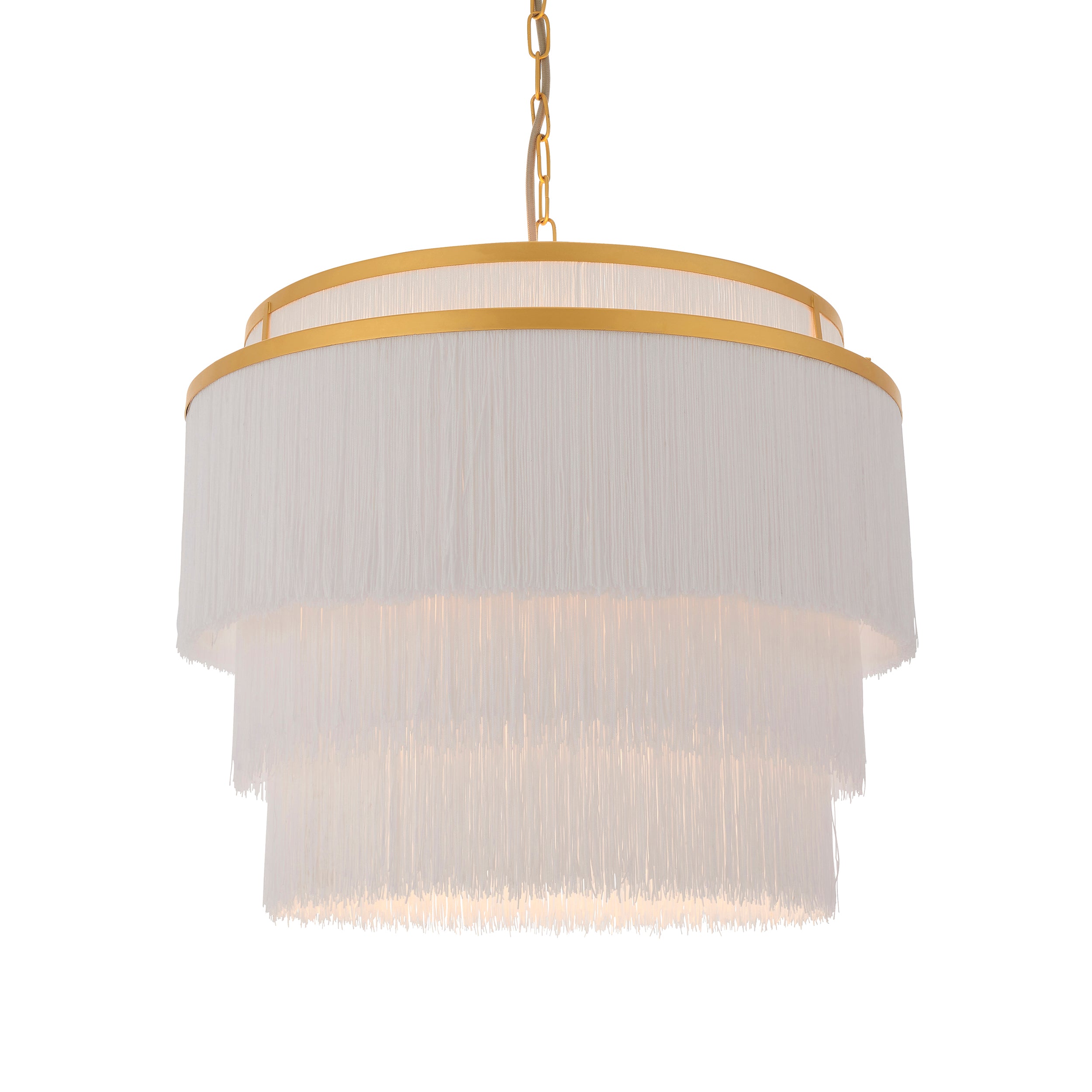 Lightologist Matt gold paint & white tassels Multi arm shade Pendant Light WIN1391532