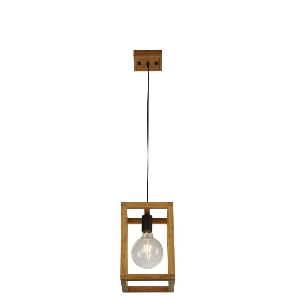 Searchlight Square Woven Bamboo Wood 1Lt Pendant 54741-1Na