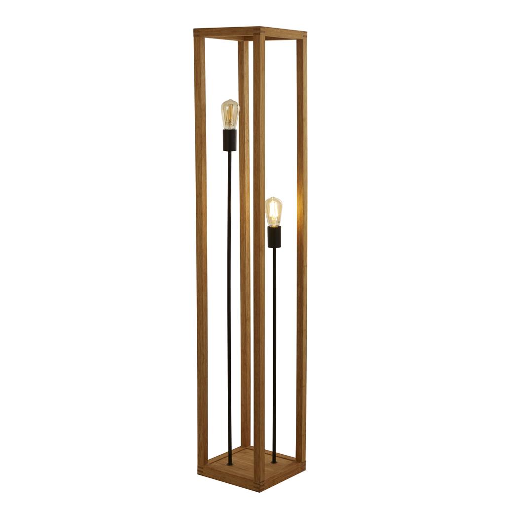 Searchlight Square Woven Bamboo Wood 2Lt Floor Lamp 54742-2Na