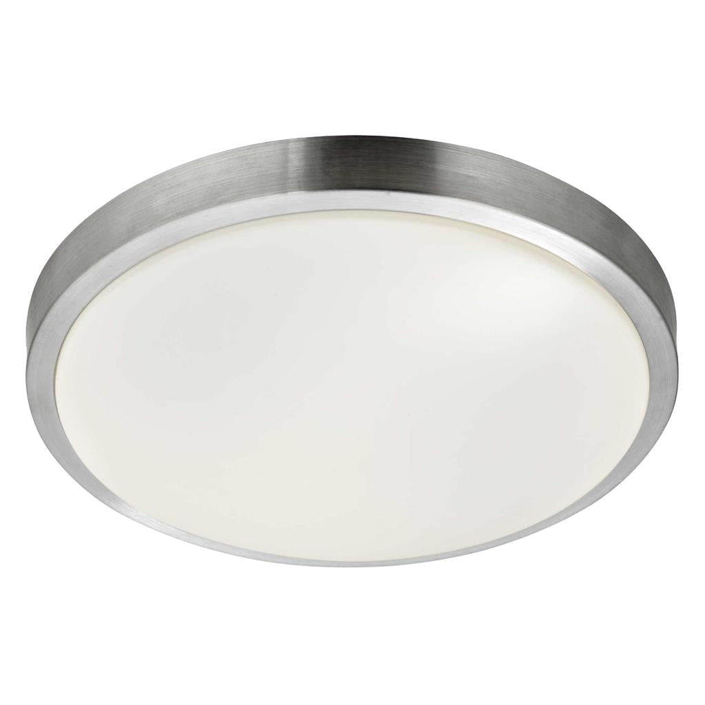 Searchlight Zurich Led Flush Bathroom - Ip44 1Lt Aluminium Trim With Acrylic White Shade, Dia 33Cm 6245-33-Led