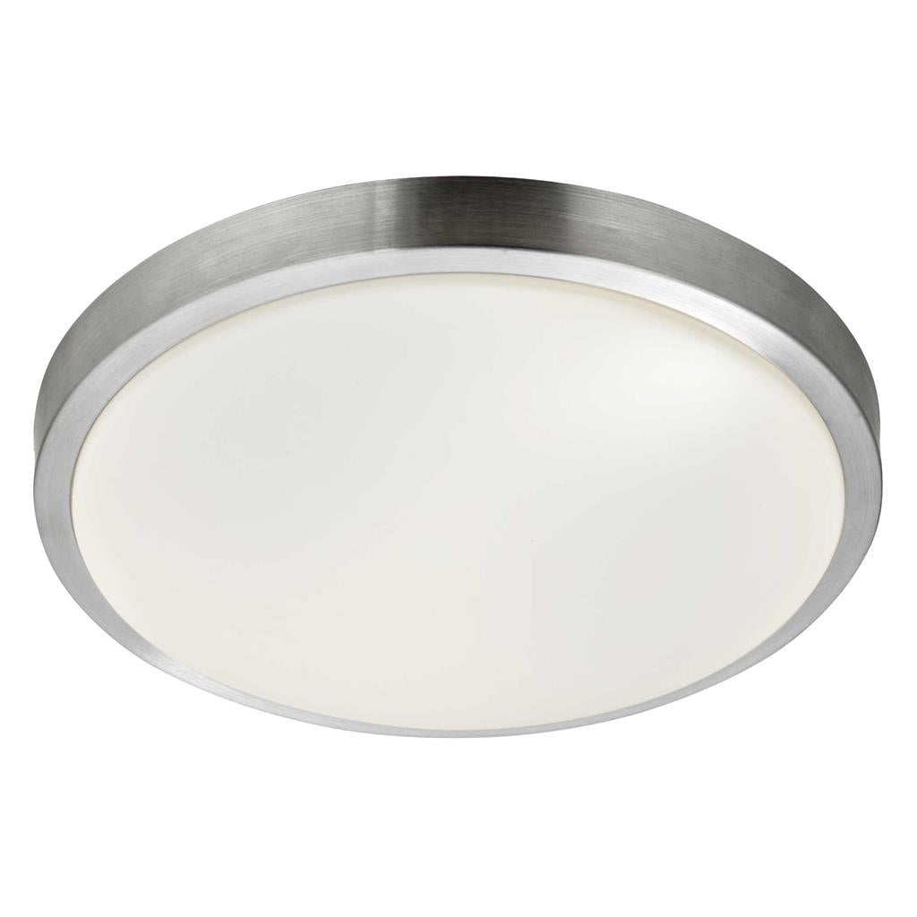 Searchlight Zurich Led Flush Bathroom  - Ip44 1Lt Aluminium Trim With Acrylic White Shade, Dia 33Cm 6245-33-Led