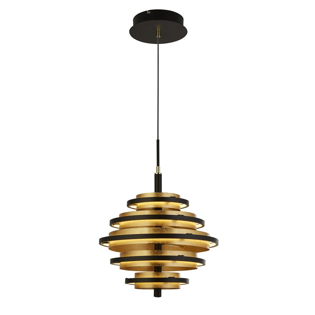 Searchlight Hive Black/Gold Leaf 5Lt Led Pendant 6375-5Bg