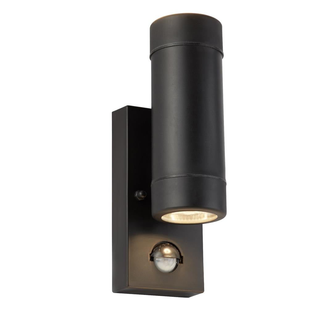 Searchlight Led Outdoor Pir 2Lt Cylinder Pp Wall Bracket, Black 6492-2Bk