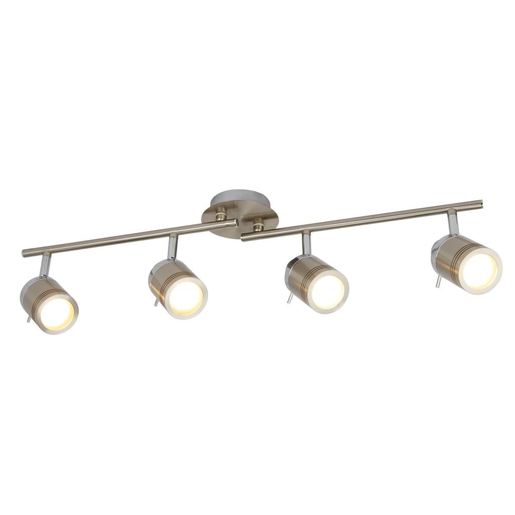 Searchlight Samson 4Lt Ip44 Bathroom Spot Split-Bar, Satin Silver 6604Ss