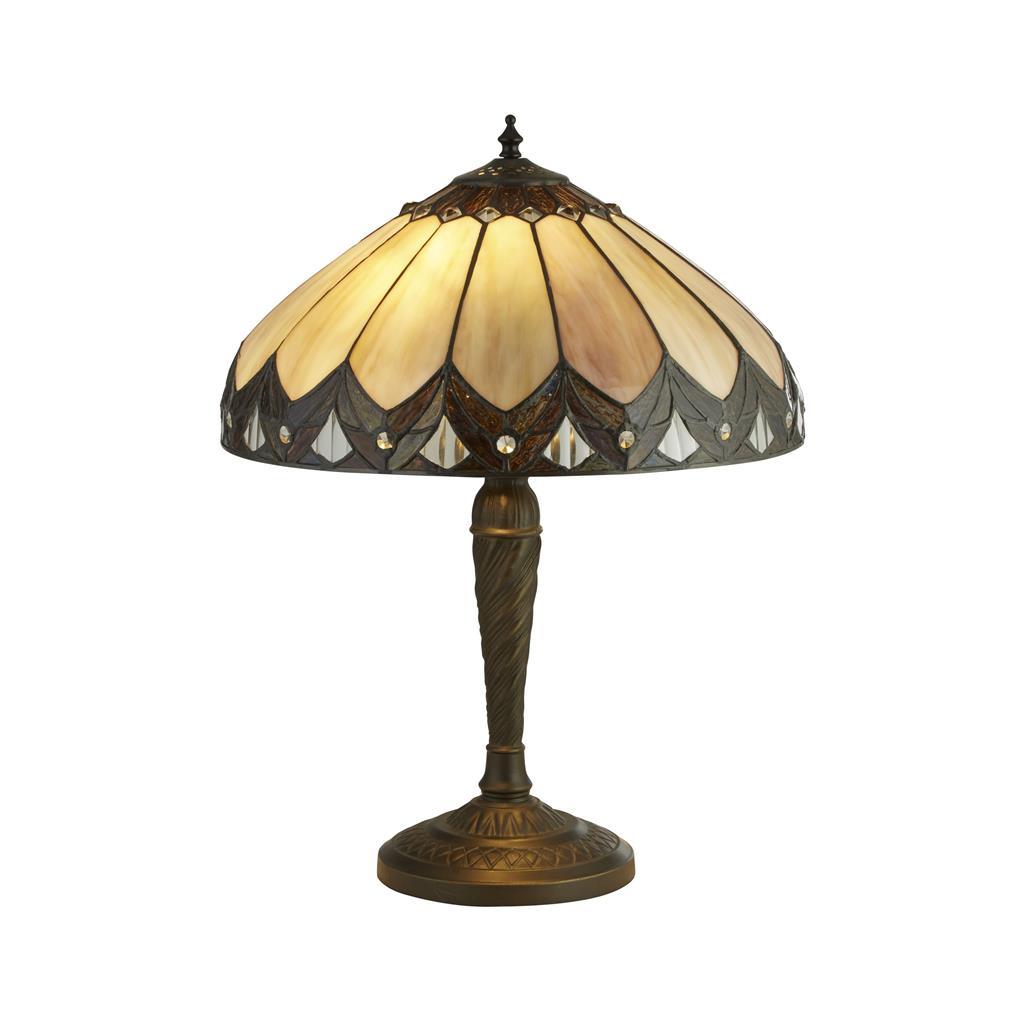 Searchlight Pearl Bronze/Clear/Brown/Purple Tiffany Table Lamp 6706-40