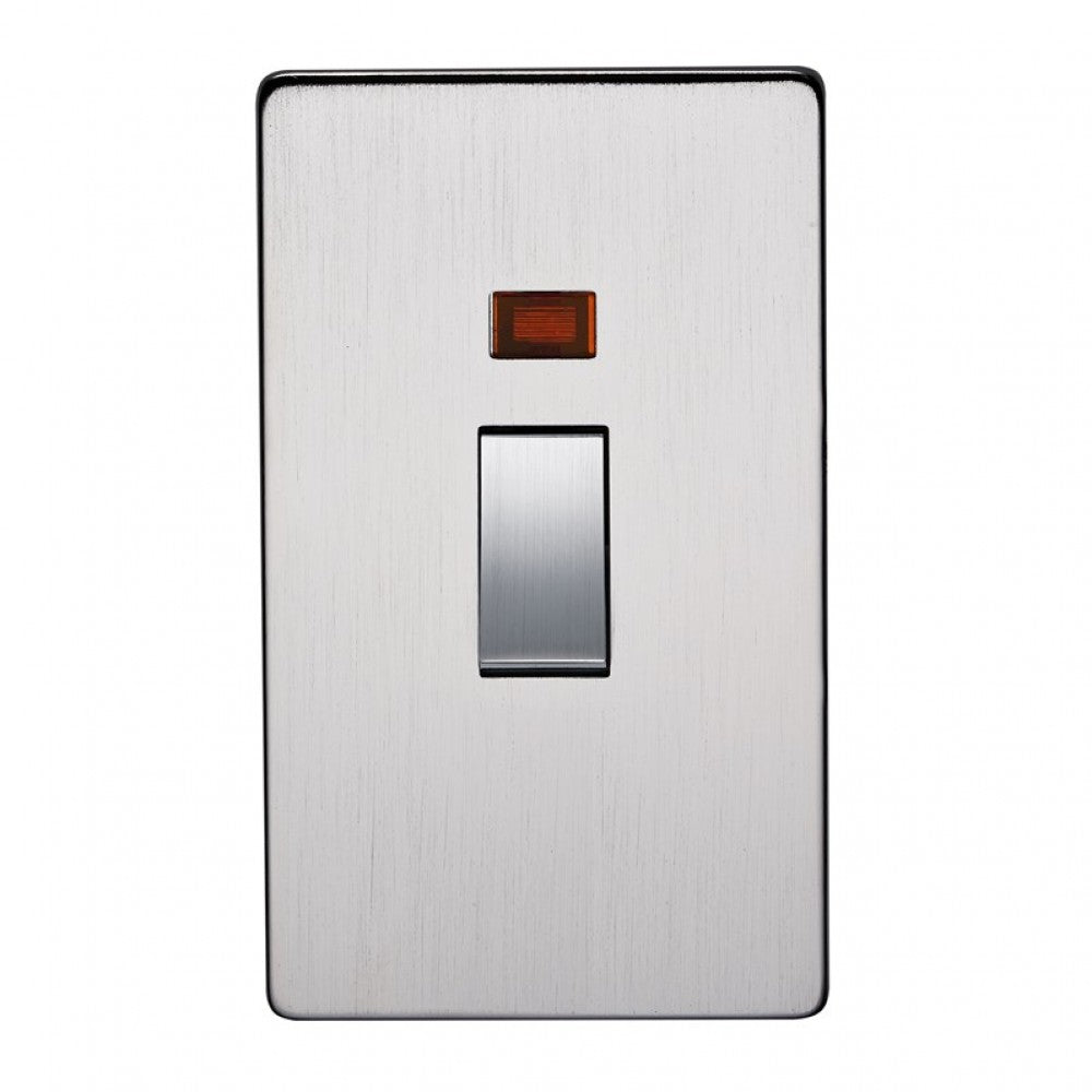 Crabtree Platinum Satin Chrome 45A Double Pole Switch 7016/3SC