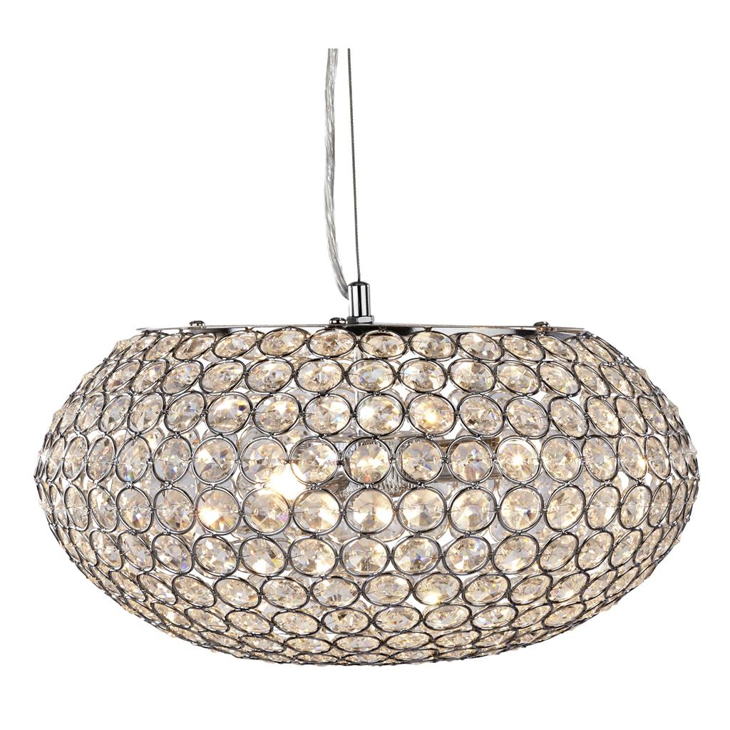 Searchlight Chantilly Pendant - 3Lt Ceiling Pendant, Chrome With Clear Crystal Buttons Inserts 7163-3Cc