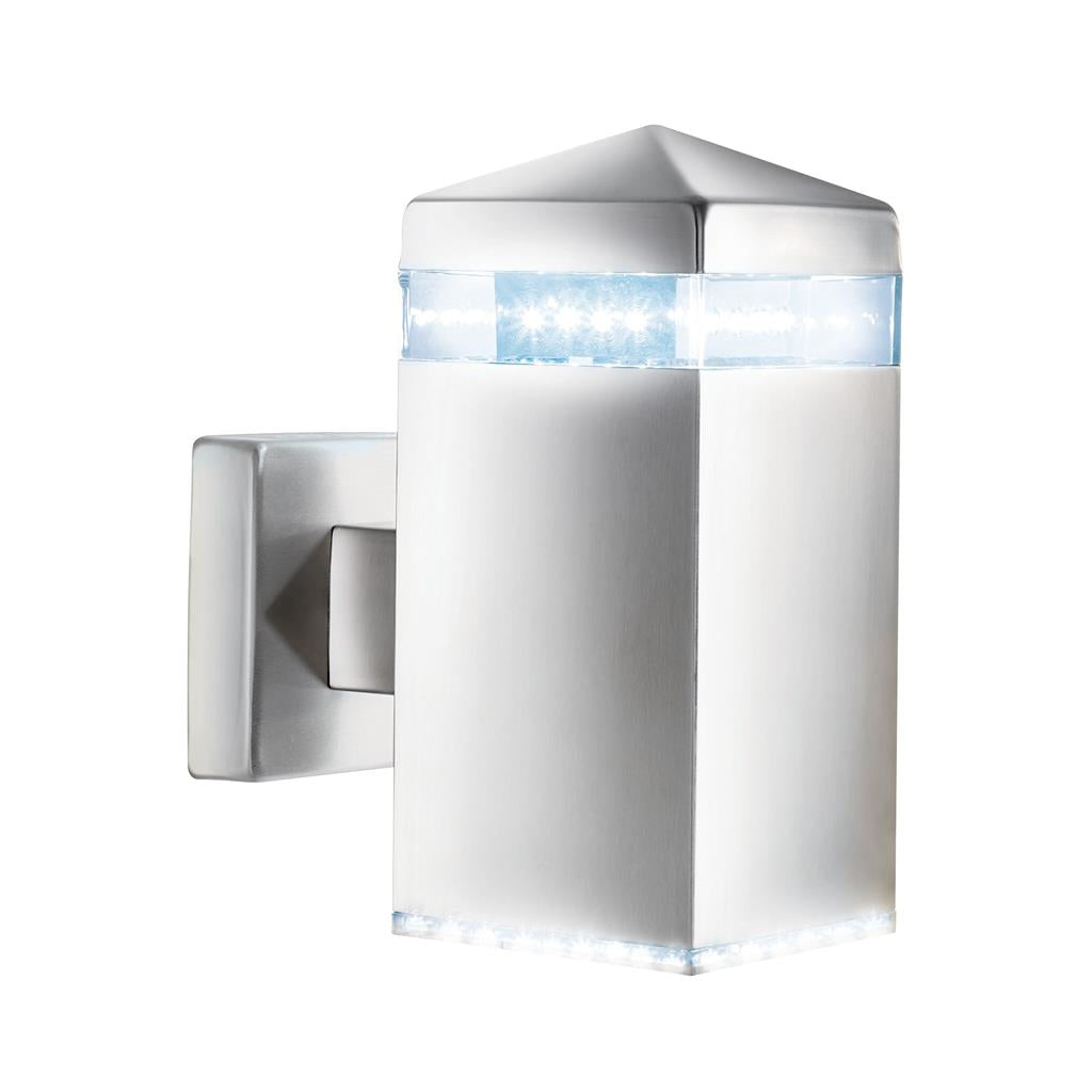 Searchlight India Led Outdoor Wall Light - Satin Silver Square 32 Leds 7205