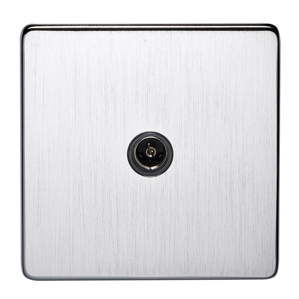 Crabtree Platinum Satin Chrome TV socket 7765/SC